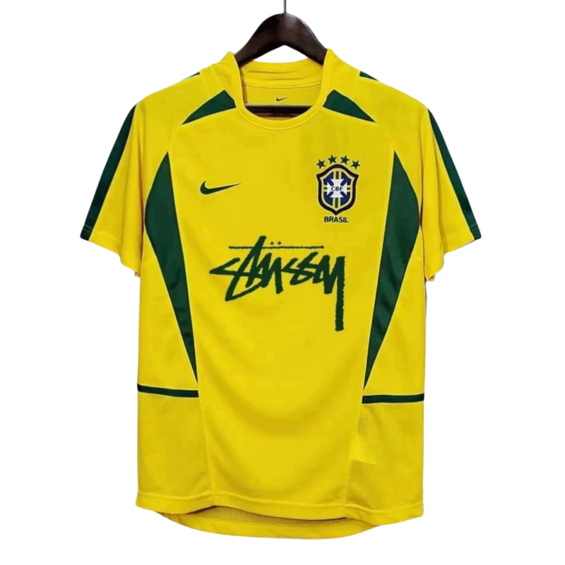 Camiseta retro brasileña de 2002 edición especial de local con firma